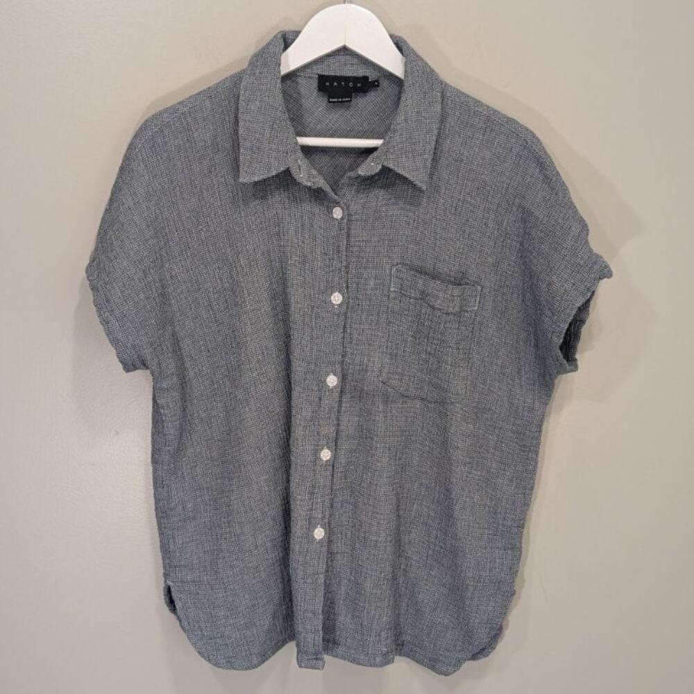 Hatch Collection Cotton Gauze Cropped Button Up Quiet Luxury Lounge - Size 2